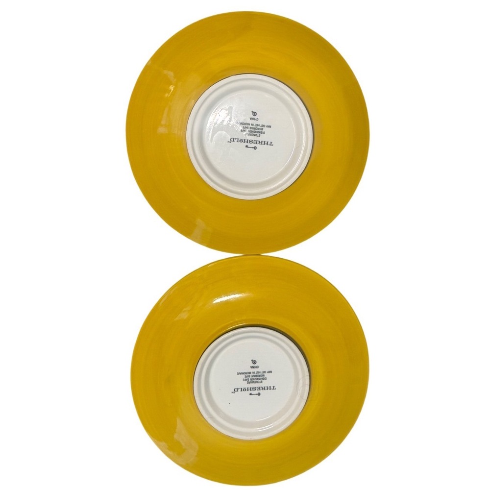 Threshold Stoneware Floral Appetizer 9" Plates Yellow Blue White Set of 2 Round - Picture 2 of 3